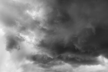 Dark Stormy Sky with Heavy Clouds, Rugged Weather Conditions, and Foreboding Atmosphere Indicating Impending Rain or Storm, Overcast Sky Drama Landscape