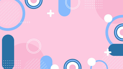 Pink, blue, and white geometric shapes on a vibrant background. Suitable for digital design projects, invitations, stationery, and eye catching graphics.