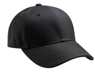 Classic Black Baseball Cap with Curved Brim – Realistic PNG on Transparent Background