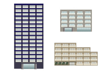 大規模マンション　セット　グラフィック素材 