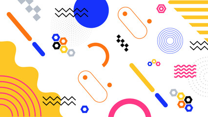 Colorful geometric shapes in an abstract design perfect for backgrounds, posters, and print materials needing a vibrant touch.