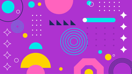 Obraz premium Purple abstract design with colorful shapes, perfect for backgrounds, web design, and digital art projects needing a vibrant touch.