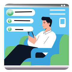 Young Professional Relaxing on a Chair While Browsing Digital Finance Application