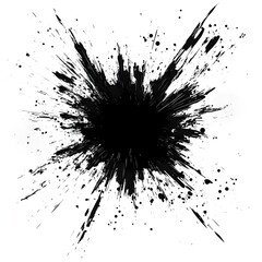 abstract explosion with ink-style black vector lines radiating outward, pure white background
