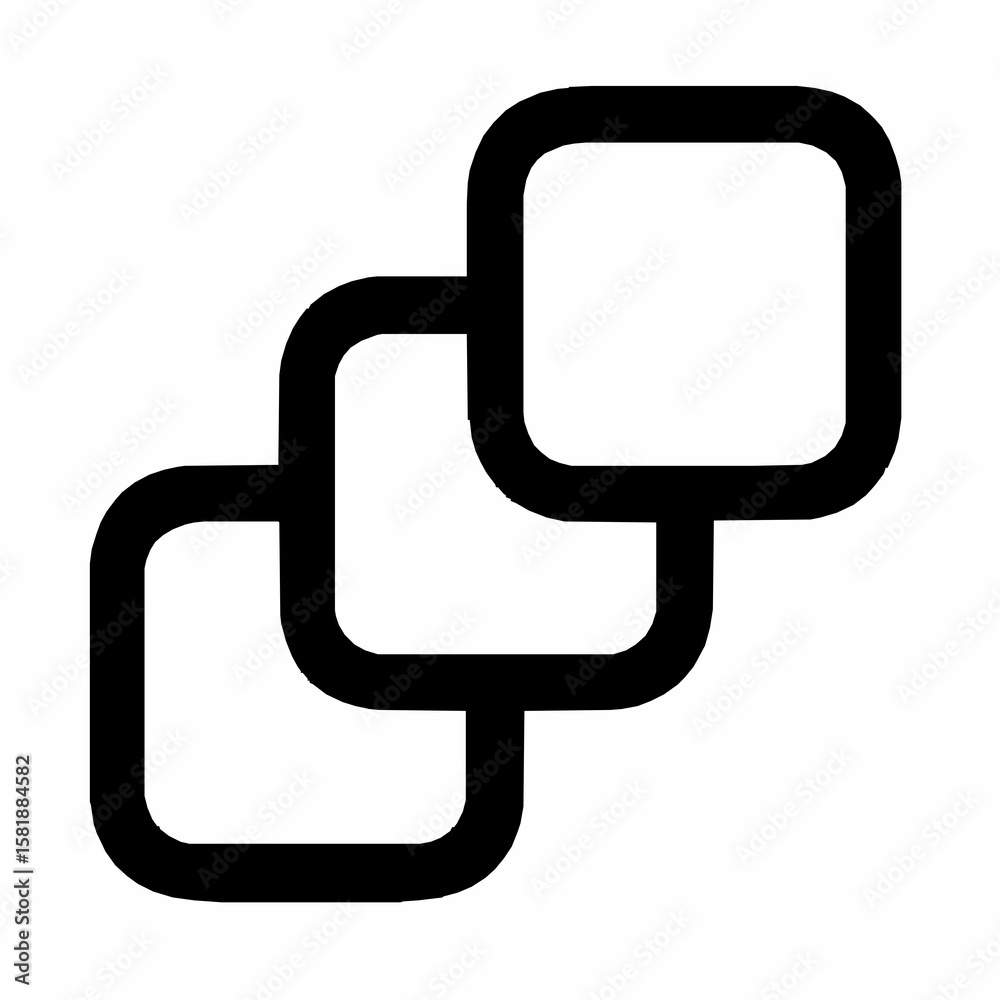 Poster Overlapping rounded squares icon depicting layers or concepts in minimalist design