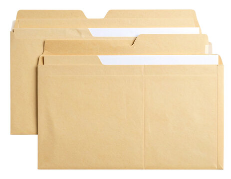 Top View of Manila Folder with Three Section Tabs, Cut Out Transparent PNG - Powered by Adobe