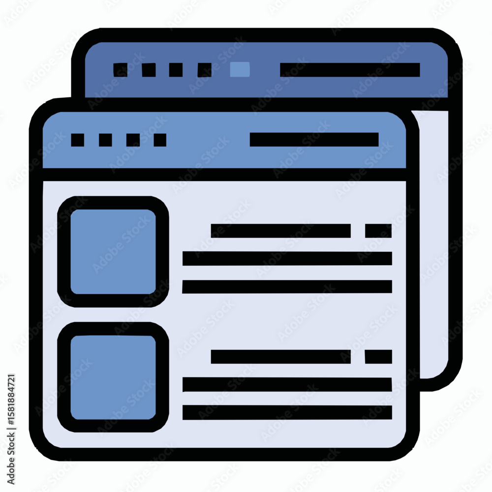 Poster modern flat design icon representing web pages and digital interface elements