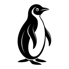 Simple silhouette of a penguin waddling from a front view isolated on white background