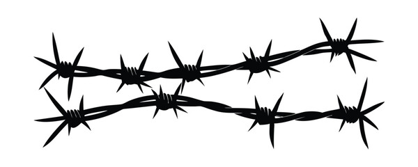 Barbed wire silhouette vector, Barb wire flat vector