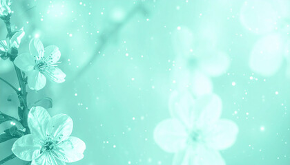 可憐に咲く花が浮かぶ幻想的な春背景