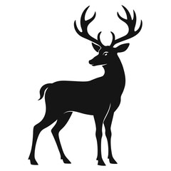 Fototapeta premium Majestic deer with large antlers standing gracefully isolated on white background
