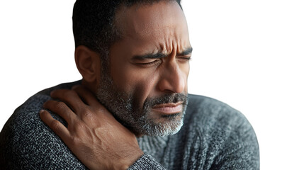 Fototapeta premium Understanding shoulder pain causes symptoms and treatment options for relief and recovery today now isolated on transparent background