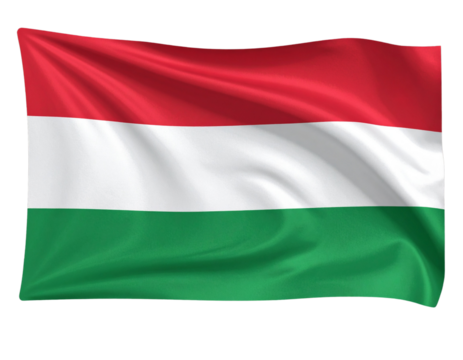  Hungarian Flag Waving to the Right Without Flagpole,isolated on transparent background PNG