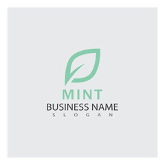 Simple mint logo leaf vector and symbol