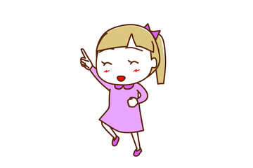 ＜全身・斜め＞レッツゴーとテンション高めで出発する白人少女