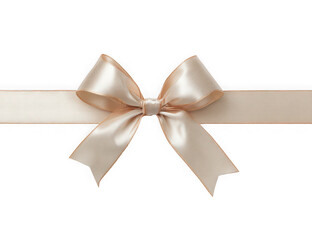 Cream-colored satin ribbon tied in a decorative bow on a black background