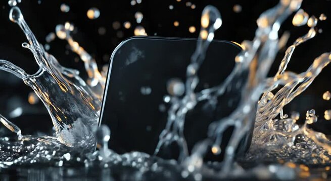 Smartphone Underwater Splash Dramatic Slow Motion Water Droplets Liquid Impact Technology Device Screen