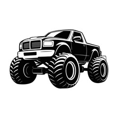 Aggressive Monster Truck with Large Tires Illustration for Off-Road and Extreme Sports