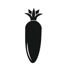Stylized daikon radish silhouette icon on a clean white background