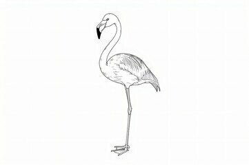 Obraz premium Elegant flamingo line drawing, white background, zoology, education