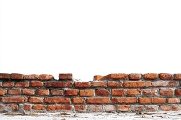 Aged Red Brick Wall with Gap Against White Background