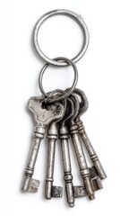 Antique Silver Keys on Ring Close up Image