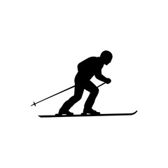 Skiing sport silhouette icon vector flat design.
