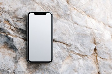 Black Smartphone on Textured Stone Background