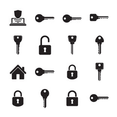 Option 3: Web and business design illustration with a set of security key and lock icons
