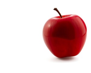 Shiny Red Apple on White Background