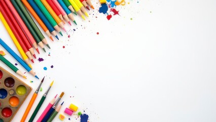 Fototapeta premium Art Supplies for Creative Education: Colorful Art Materials for Learning and Fun