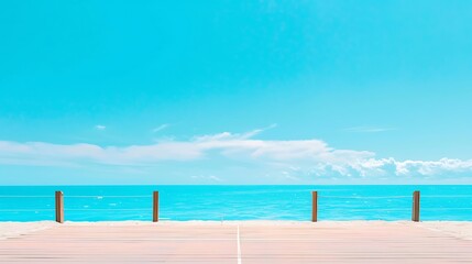 Tropical Beach Boardwalk and Turquoise Ocean