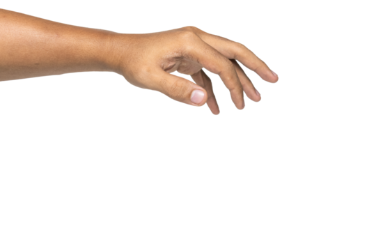 male puppeteer's hand gesture isolated on white background. transparent png