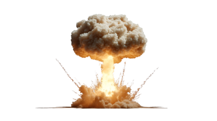 Nuclear bomb explosion mushroom cloud atomic bomb detonation fireball radiation war danger 100 char isolated on transparent background