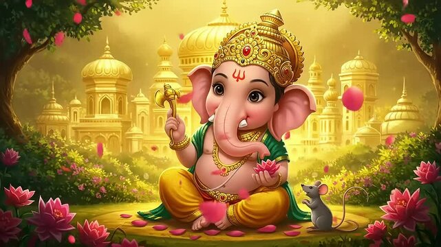 Ganesha Baby India Festival Gold Temple.