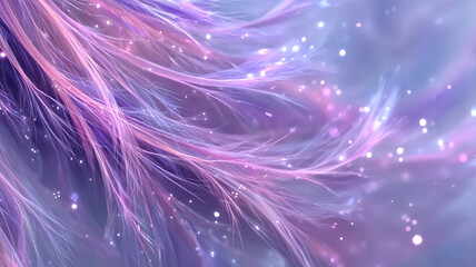 Fototapeta premium Abstract background with soft pastel colors and glowing particles. The image features delicate, flowing lines in shades of pink and purple, creating a dreamy and ethereal atmosphere.