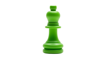 Green king chess piece presents strategy on a stark black backdrop isolated on transparent background.