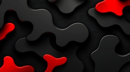 Abstract 3D shapes in black and red