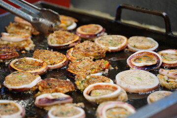 Korean Street Food Grilled Squid Stuffed with Noodles and Vegetables