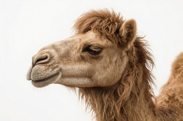 Fototapeta premium Fluffy camel portrait, desert backdrop, zoo setting, animal print