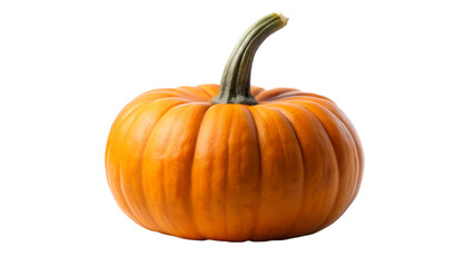Obraz premium A vibrant orange pumpkin with a green stem, isolated on a white background