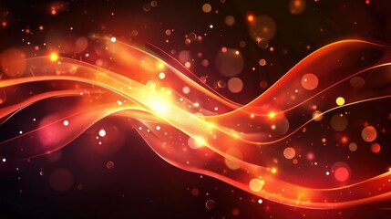 Abstract fiery waves with glowing particles