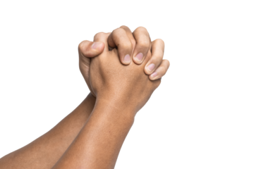 male hands praying isolated on white background. religion or spirituality concept. transparent png