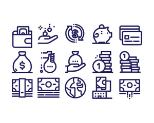 Money elements, bold line icon