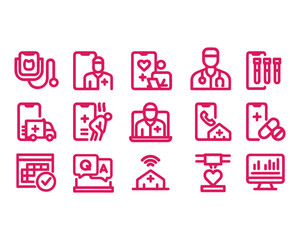 Remote medical care, bold line icon 