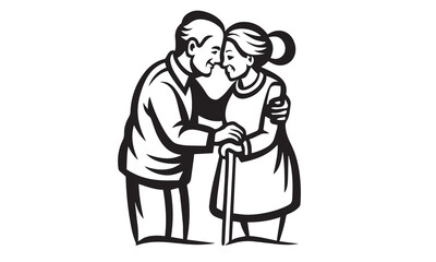 Grandparents Day Silhouette & Line Art Vector Collection