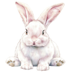Adorable white bunny rabbit with large ears, high detail fur, cute nose, and expressive eyes