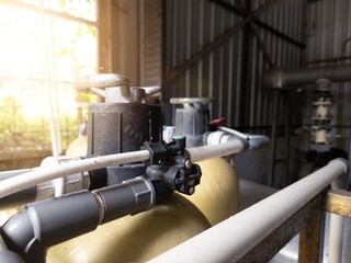 Industrial water treatment system for water supply in factory.