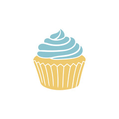 Whimsical Cupcake Illustration with Blue Icing