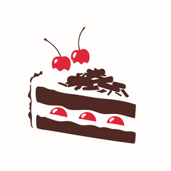 Black Forest Cake Slice: Vector Dessert Illustration